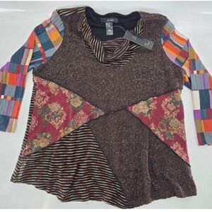 Al Milet Multicolor Patchwork Knit Tunic size M